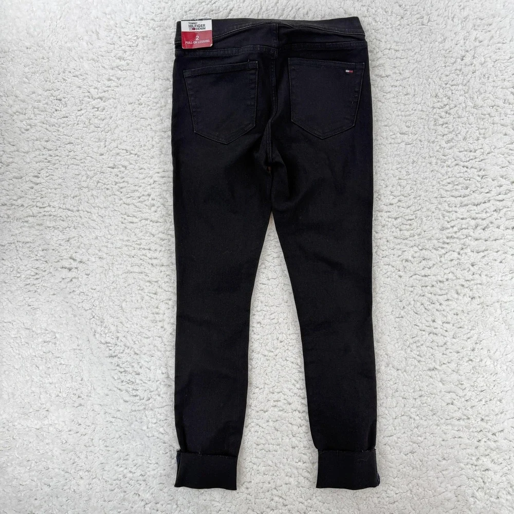 Tommy Hilfiger Jeggings‎ Womens 2 Black Mid Rise Pull On Stretch Denim Pants NWT